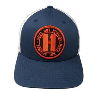 Heise Hot Springs Fitted Trucker Hat Blue OS Adjustable Mesh Flexfit Yupoong